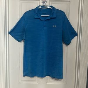 Under Armour Loose HeatGear Performance Light Blue Striped Golf Polo Shirt